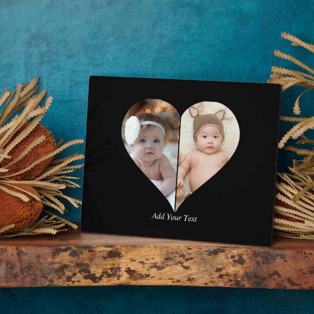 Heart Shaped 2 Photo Collage Poster Plaque (Side)