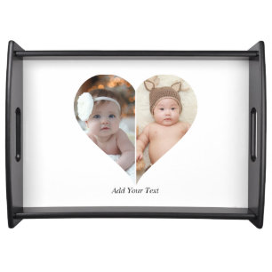 Heart Shaped 2 Photo Collage Poster Serving Tray