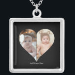 Heart Shaped 2 Photo Collage Silver Plated Necklace<br><div class="desc">This Custom Heart Shaped Photo design beautifully arranges your favorite memories into the shape of a heart, symbolizing love and connection. Perfect for special occasions like anniversaries, weddings, or Valentine's Day, this design highlights your cherished moments meaningfully and artfully. Its unique layout creates a visually captivating keepsake, ideal for gifting...</div>