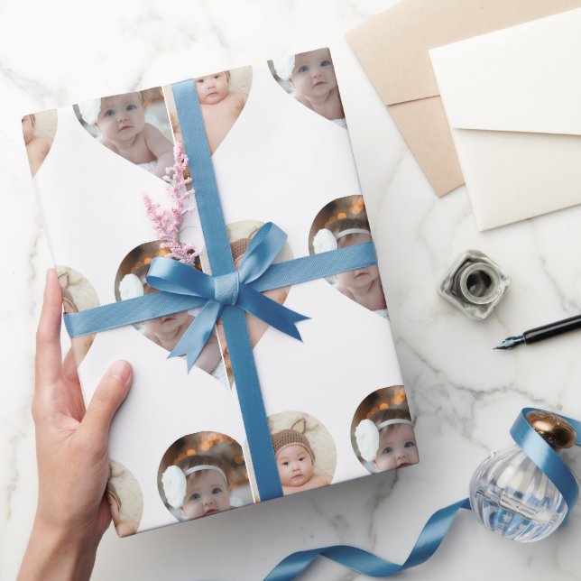 Heart Shaped 2 Photo Collage Wrapping Paper (Gifting)