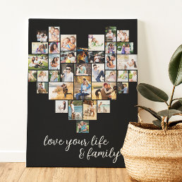 Heart Shaped 36 Photo Collage Love Life Family Can Canvas Print