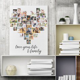 Heart Shaped 36 Photo Collage Love Life Family Canvas Print