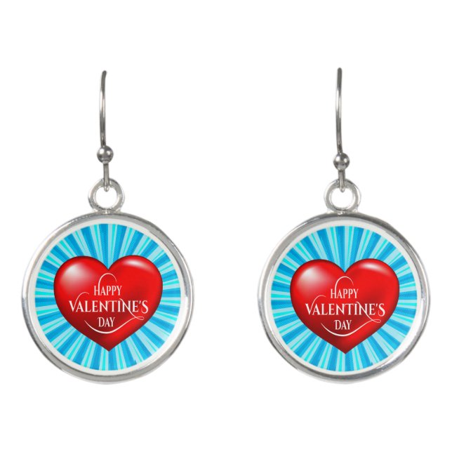 Heart Shaped 3d Red Love Symbol-50420 Earrings (Front)