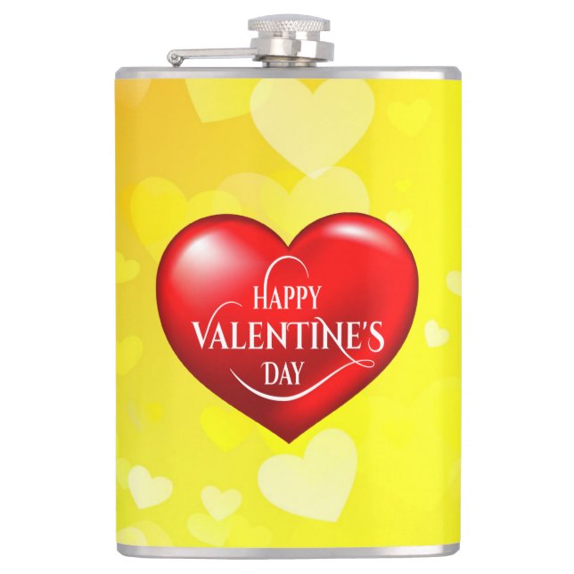 Heart Shaped 3d Red Love Symbol-50420 Flask (Front)