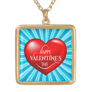 Heart Shaped 3d Red Love Symbol-50420 Gold Plated Necklace