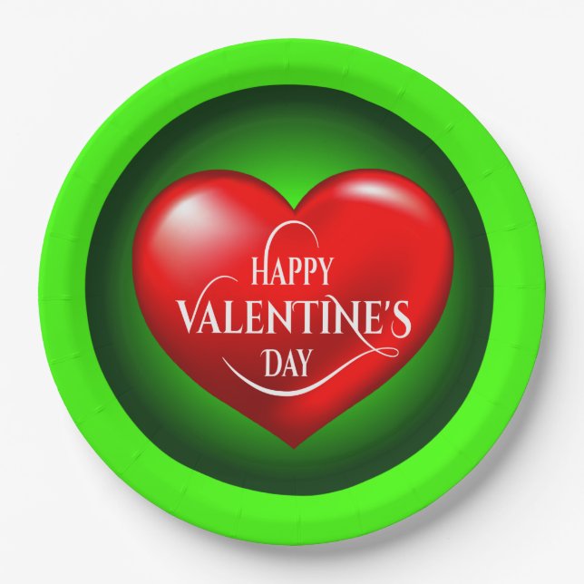 Heart Shaped 3d Red Love Symbol-50420 Paper Plates (Front)