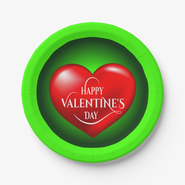 Heart Shaped 3d Red Love Symbol-50420 Paper Plates (Front)