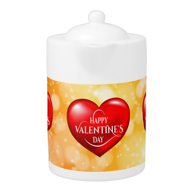 Heart Shaped 3d Red Love Symbol-50420 Teapot (Front)