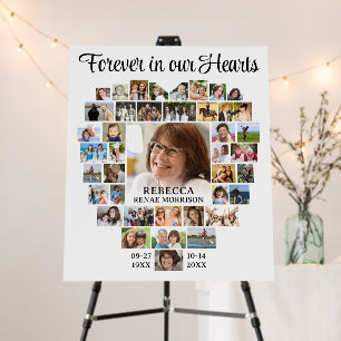 Heart Shaped 40 Photo Collage Memorial Funeral Foam Board