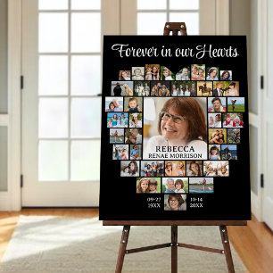 Heart Shaped 41 Photo Collage Memorial Funeral Foam Board