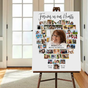 Heart Shaped 44 Photo Collage Funeral Memorial Foam Board