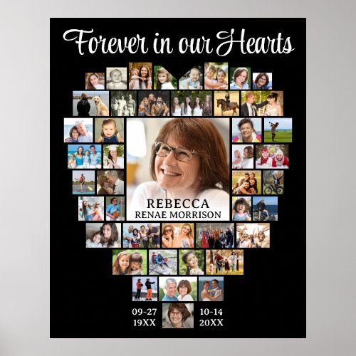 Heart Shaped 45 Photo Collage Funeral Memorial