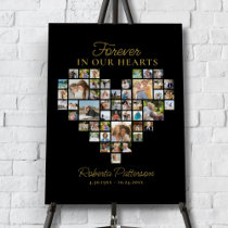 Heart Shaped 48 Photo Collage Funeral Welcome  Foam Board