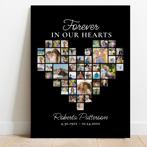Heart Shaped 48 Photo Collage Funeral Welcome  Poster