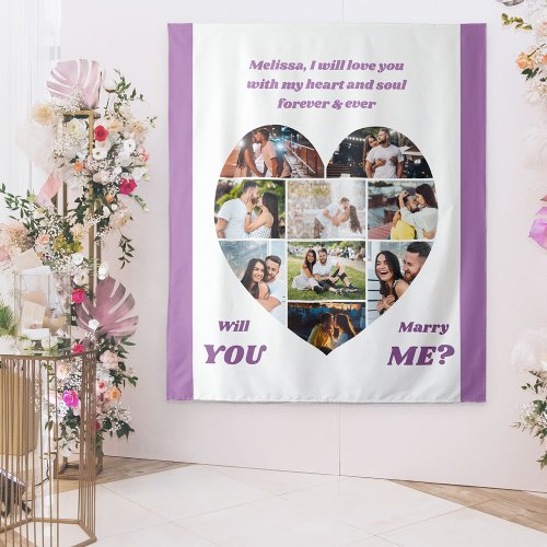 Heart Shaped 9 Photo Collage Marry Me Backdrop