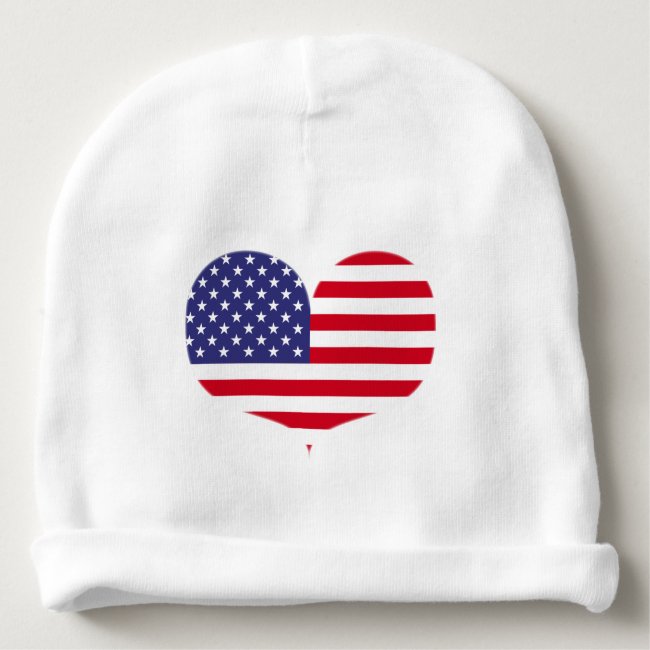 Heart Shaped American Flag Baby Beanie