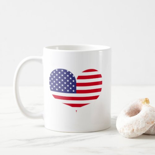 Heart Shaped American Flag Coffee Mug