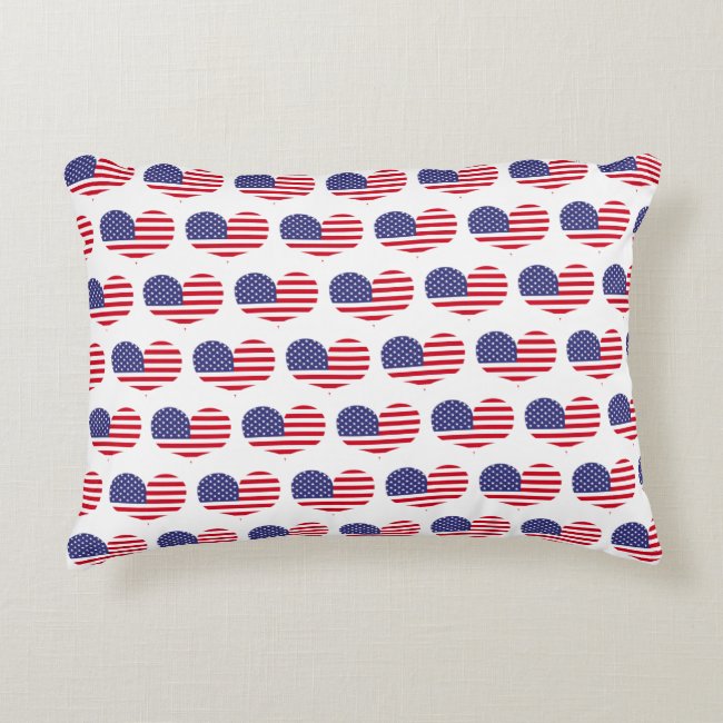 Heart Shaped American Flag Pattern | Accent Pillow