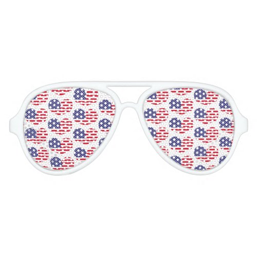 Heart Shaped American Flag Pattern  Aviator Sunglasses
