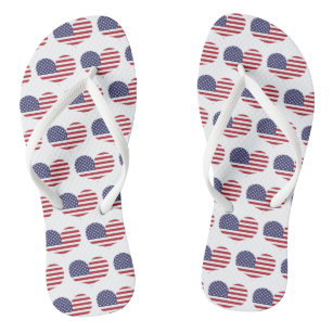 Heart Shaped American Flag Pattern Flip Flops