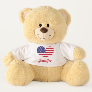Heart Shaped American Flag | Personalized Teddy Bear
