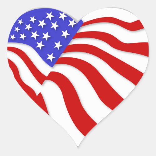 heart shaped american flag sticker