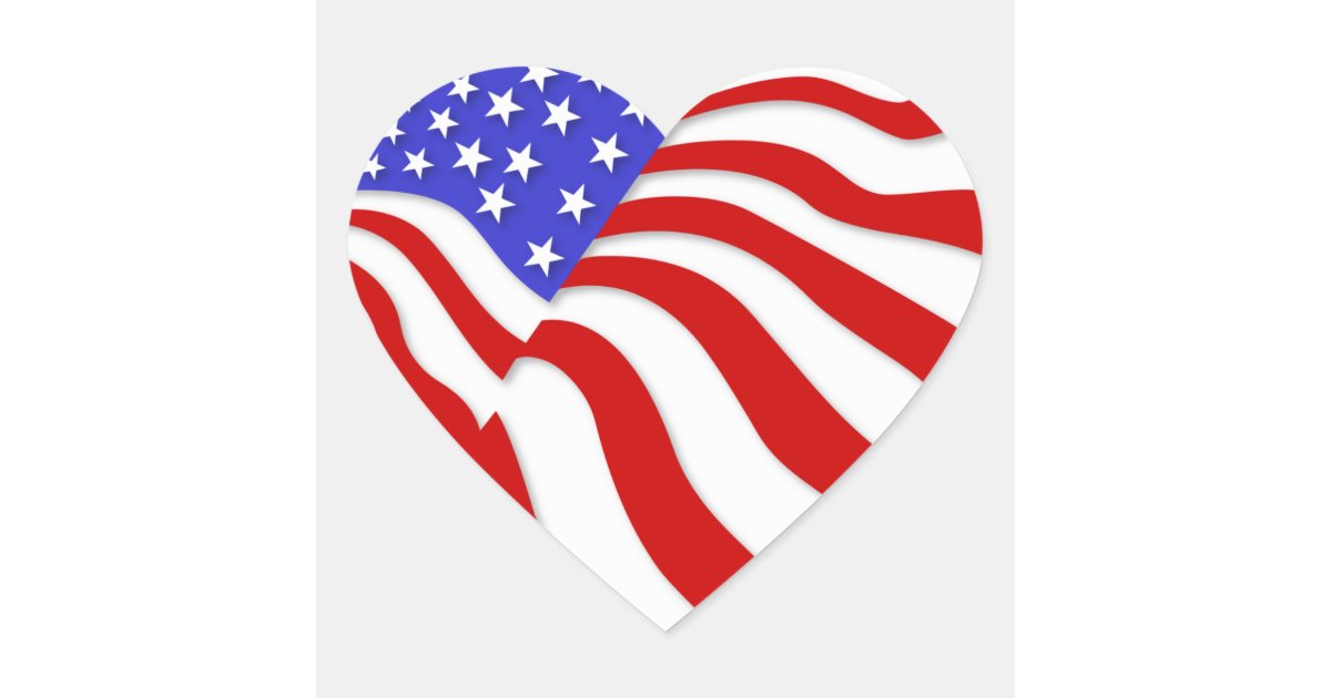 heart shaped american flag sticker | Zazzle