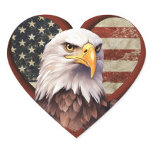 Heart-Shaped American Flag Stickers