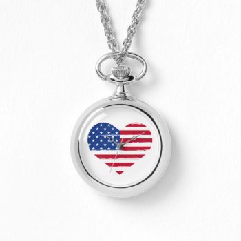 Heart Shaped American Flag Watch by JLBIMAGES at Zazzle