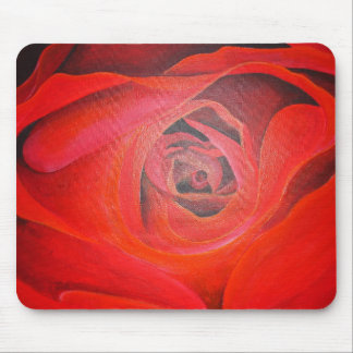 Heart Shaped Artistic Red Rose Mouse Pad