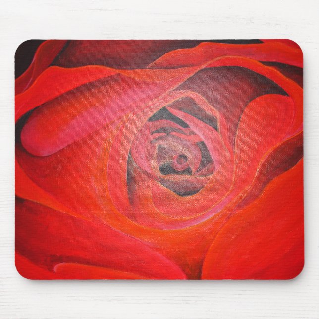 Heart Shaped Artistic Red Rose Mouse Pad (Front)