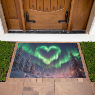 Heart Shaped Aurora Borealis Doormat