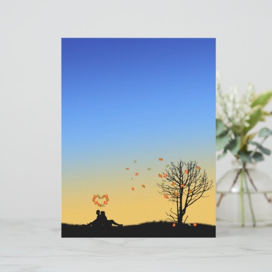 Heart-Shaped Autumn Leaves Couple (Standing Front)