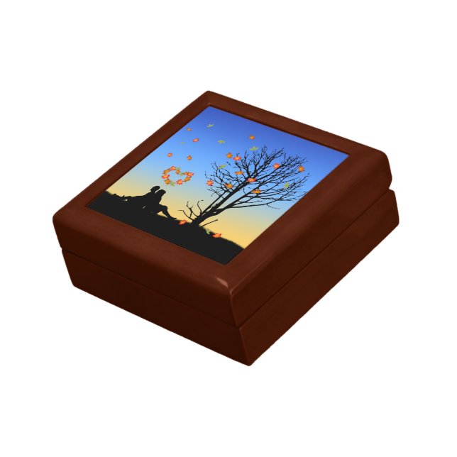 Heart-Shaped Autumn Leaves Couple Jewelry Box (Side)