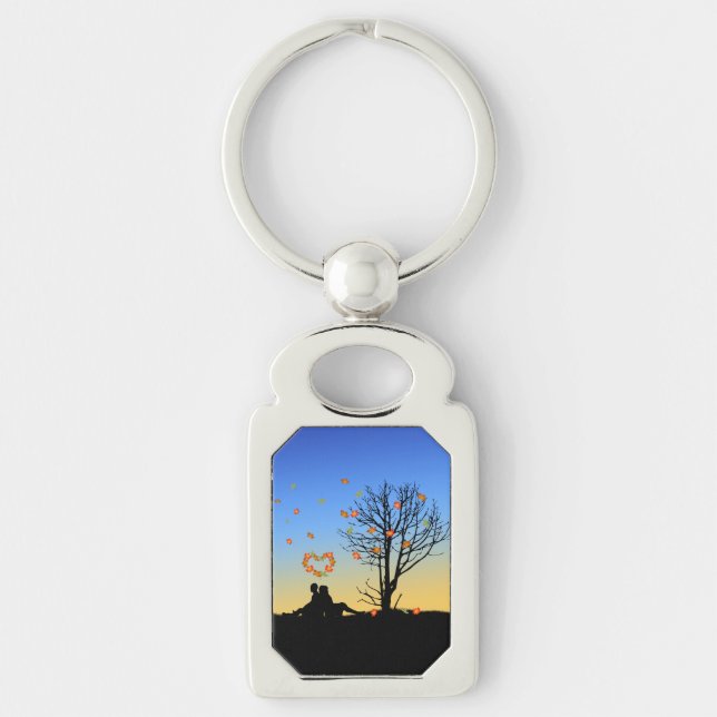 Heart-Shaped Autumn Leaves Couple Keychain (Front)