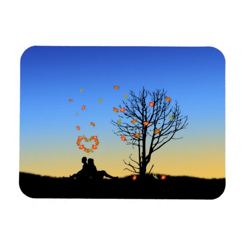 Heart_Shaped Autumn Leaves Couple Magnet