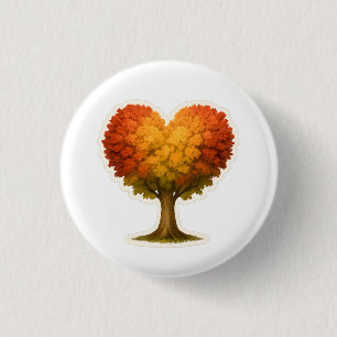 Heart Shaped Autumn Tree Button