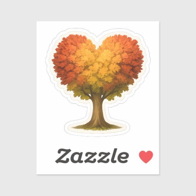 Heart Shaped Autumn Tree Sticker (Sheet)