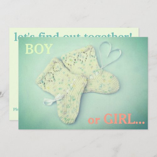 heart_shaped baby booties Gender Reveal Party Invitation