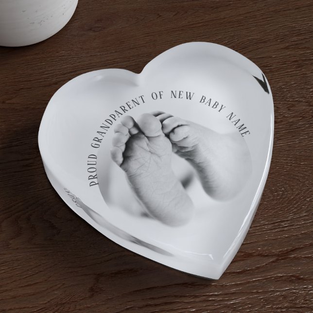 Heart Shaped Baby Photo Grandparent Gift Keepsake Paperweight (Add your photo and baby name to this cute heart shaped paperweight )