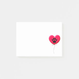 Heart Shaped Balloon With Dog Paw Print Post-it Notes