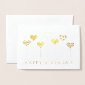 Heart Shaped Balloons Happy Birthday Foil Card