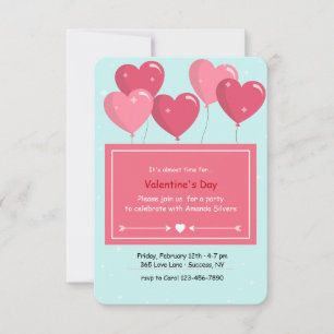 Heart Shaped Balloons Invitation