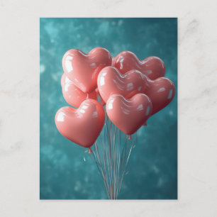 Heart shaped Balloons Valentine's Greeting Postcard
