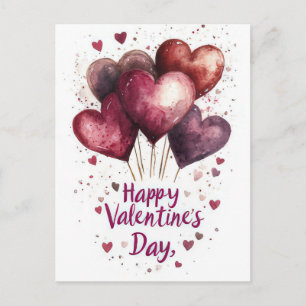 Heart shaped Balloons Valentine's Greeting Postcard