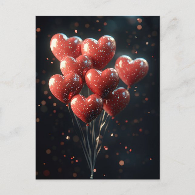 Heart shaped Balloons Valentine's Greeting Postcard (Front)