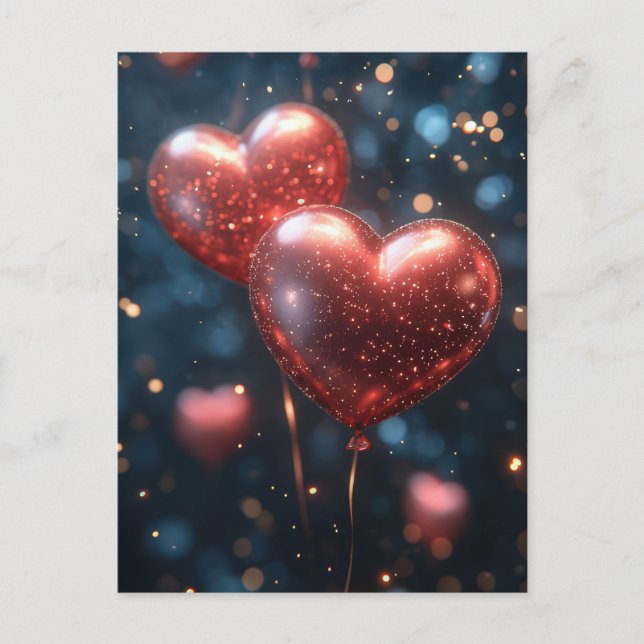 Heart shaped Balloons Valentine's Greeting Postcard (Front)