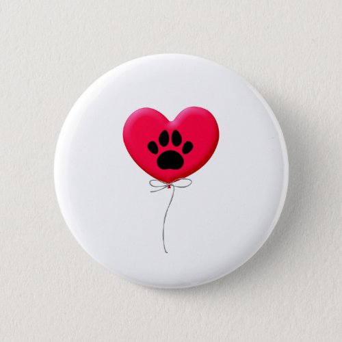 Heart Shaped Balloons With Dog Paw Print Button