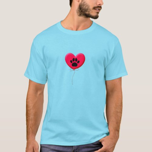 Heart Shaped Balloons With Dog Paw Print T_Shirt
