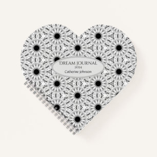 Heart-shaped Black and White Notebook Journal